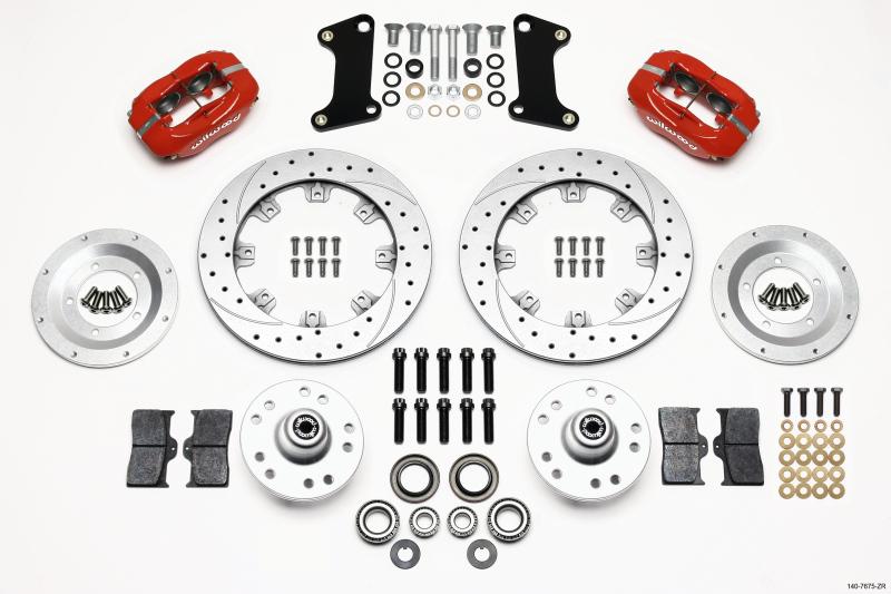 Wilwood Forged Dynalite Front Kit 12.19in Drill-Zinc Red 67-69 Camaro 64-72 Nova Chevelle 140-7675-ZR Main Image