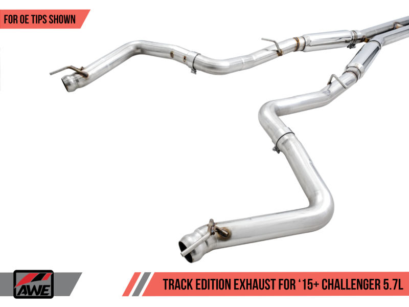 AWE Tuning 2015+ Dodge Challenger 5.7L Touring Edition Exhaust - Non-Resonated - Stock Tips 3020-11030