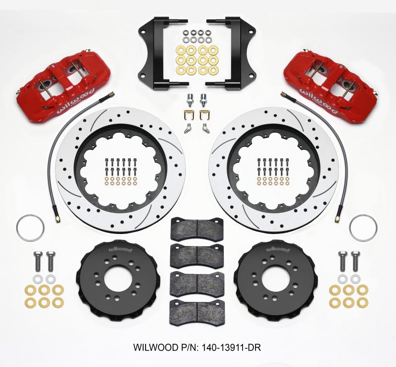 Wilwood AERO6 Front Hat Kit 15.00 Drilled Red 2014-up Corvette C7 w/Lines 140-13911-DR Main Image