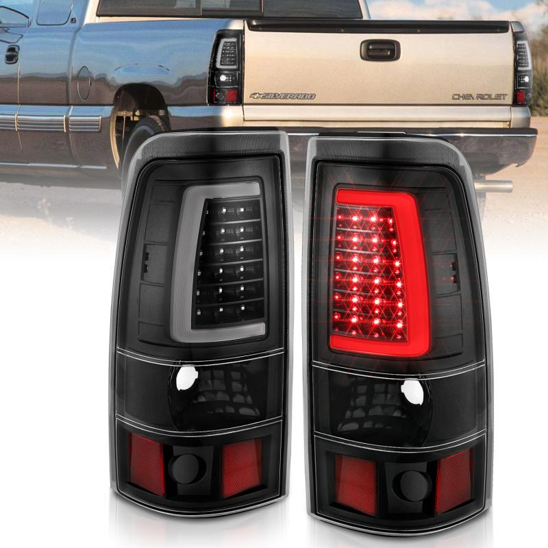 ANZO 2003-2006 Chevy Silverado 1500 LED Taillights Plank Style Black w/Clear Lens 311333 Main Image