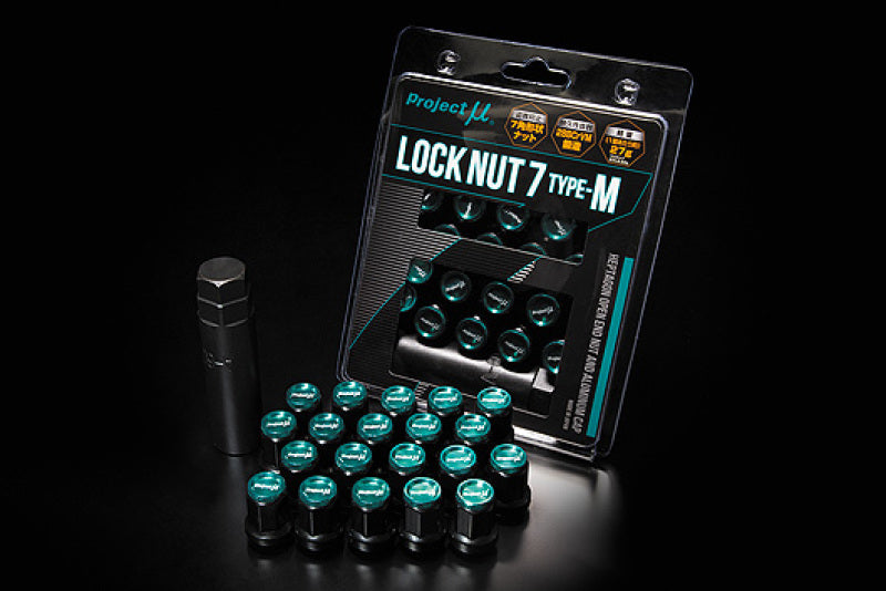 Project Mu Super Lock 7 M-Type Lock Nut M12 x 1.5 - Black / Green Cap (Special Order No Cancel) PLN7P150B