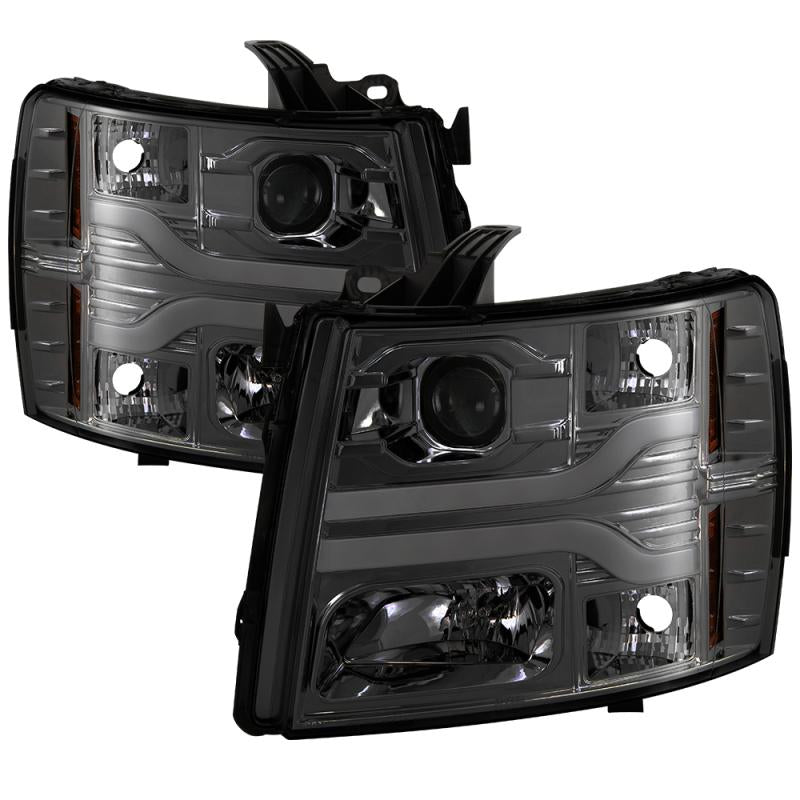 Spyder Chevy Silverado 1500 07-13 Version 3 Projector Headlights - Smoke PRO-YD-CS07V3-LBDRL-SM 5083623 Main Image