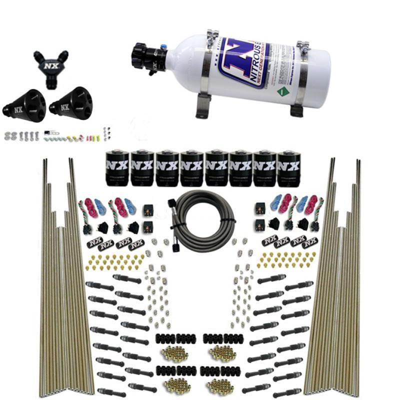 Nitrous Express 8 Cyl Dry Direct Port Four Stage 8 Solenoids Nitrous Kit (200-600HP) w/5lb Bottle 93306-05 Main Image