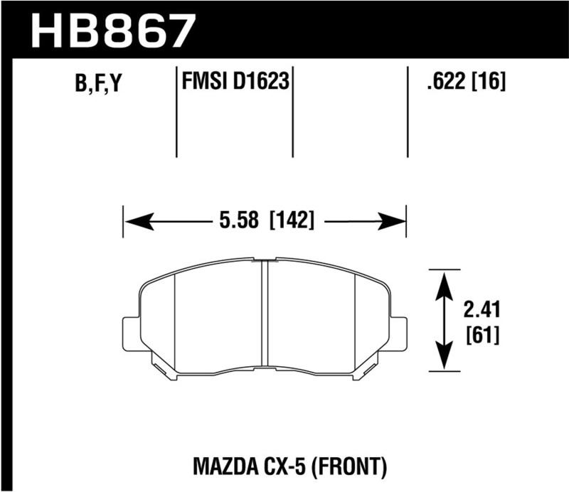 Hawk 13-16 Mazda CX-5 HPS 5.0 Front Brake Pads HB867B.622 Main Image