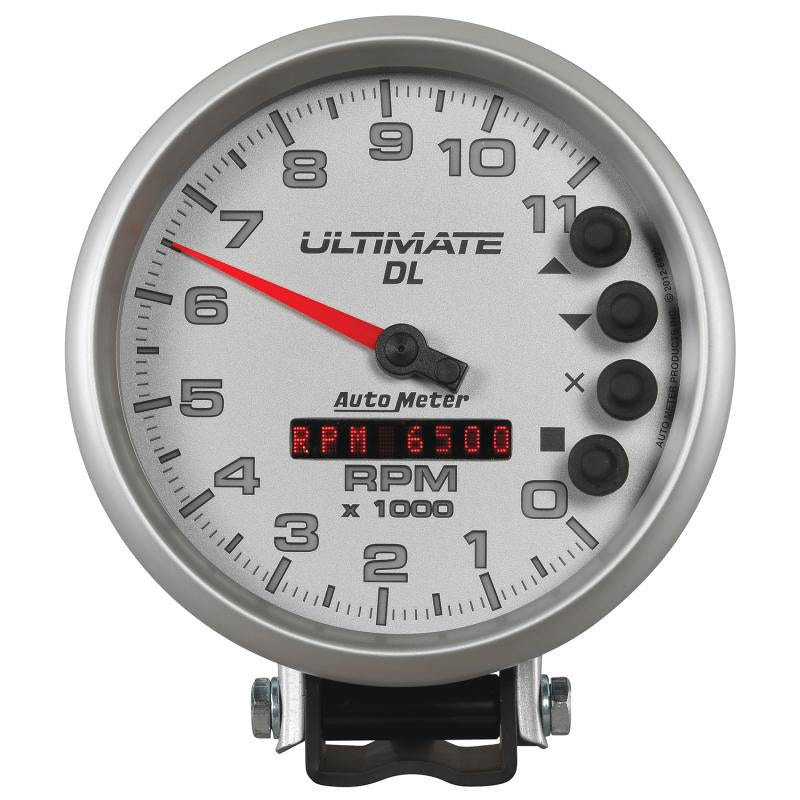 Autometer 5 inch Ultimate DL Playback Tachometer 11000 RPM - Silver 6895 Main Image