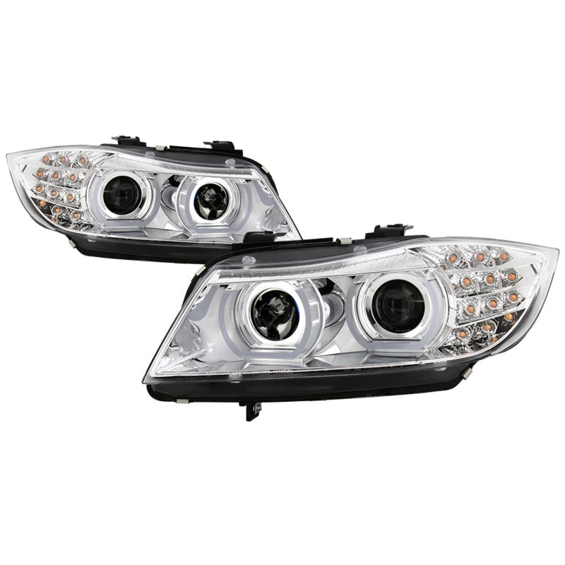 Spyder 09-12 BMW E90 3-Series 4DR Projector Headlights Halogen - LED - Chrome - PRO-YD-BMWE9009-C 5086471