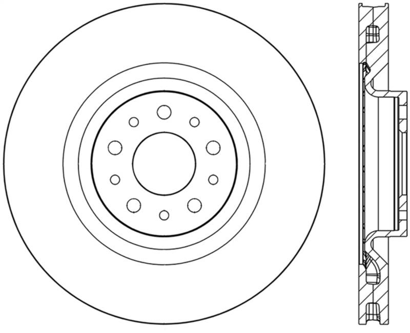 StopTech 2014-2015 Fiat 500L Front Right Slotted & Drilled Sport Brake Rotor 127.04006R Main Image