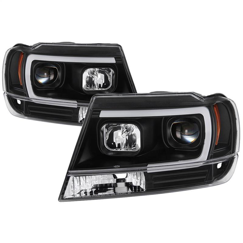 Spyder 99-04 Jeep Grand Cherokee Projector Headlights - Light Bar DRL LED - Black 5085221 Main Image