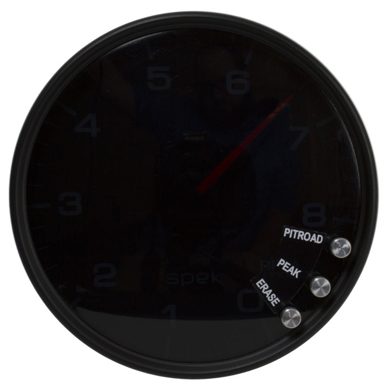 Autometer Spek-Pro Gauge Tachometer 5in 8K Rpm W/Shift Light & Peak Mem Black/Smoke/Black P23852