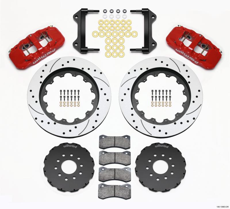 Wilwood AERO6 Front Hat Kit 15.00 Drilled Red 97-04 Corvette C5/Z06 05-13 C6 140-13903-DR Main Image