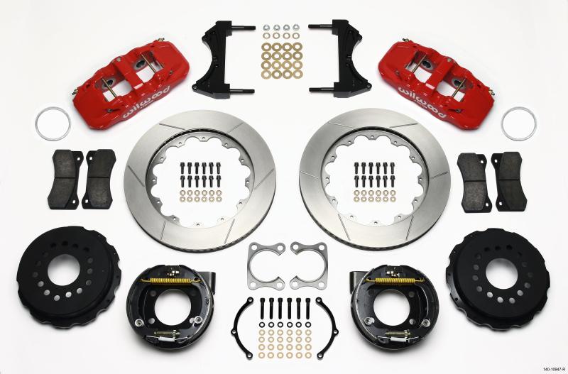 Wilwood AERO4 Rear P-Brake Kit 14.00in Red Big Ford Old Style 2.36in Offset 140-10947-R Main Image