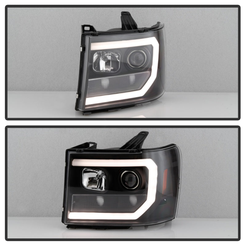 Spyder 07-13 GMC Sierra 1500-3500 Ver 2 Proj Headlights - DRL LED - All Blk PRO-YD-GS07V2-LBDRL-BKV2 5086037