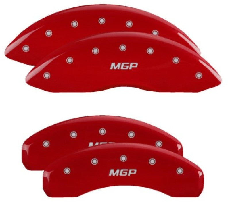 MGP 4 Caliper Covers Engraved Front & Rear MGP Red Finish Silver Char 2019 Nissan Armada 17224SMGPRD