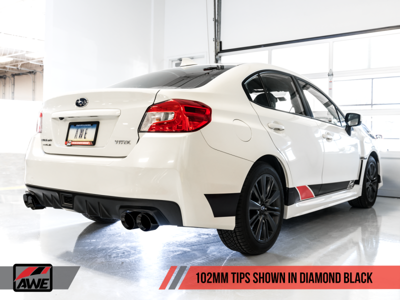 AWE Tuning Subaru WRX/STI VA/GV Sedan Track Edition Exhaust - Diamond Black Tips (102mm) 3020-43066 Main Image