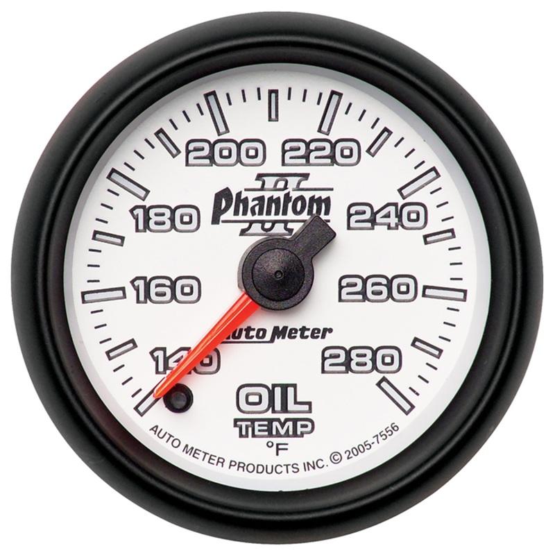 Autometer Phantom II 52mm Full Sweep Electronic 140-280 Deg F Oil Temperature Gauge 7556 Main Image