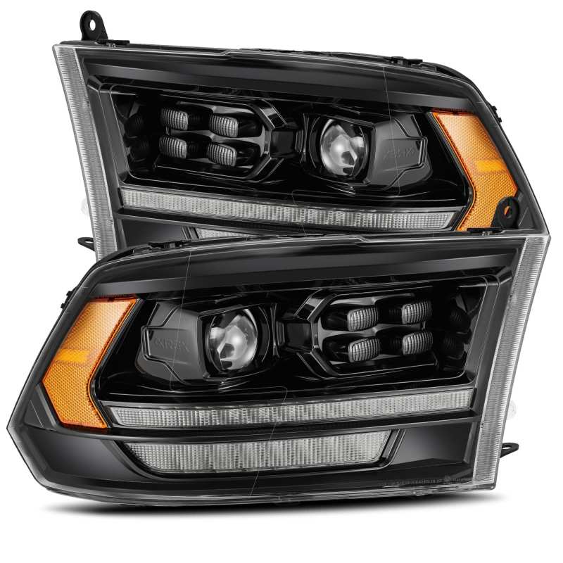 AlphaRex 09-18 Dodge Ram 1500HD PRO-Series Proj Headlights Plank Style Alpha Black w/Seq Signal/DRL 880524 Main Image