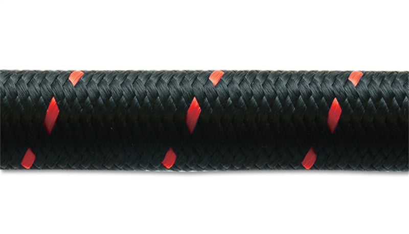 Vibrant 5ft Roll of Black Red Nylon Braided Flex Hose; AN Size: -12; Hose ID 0