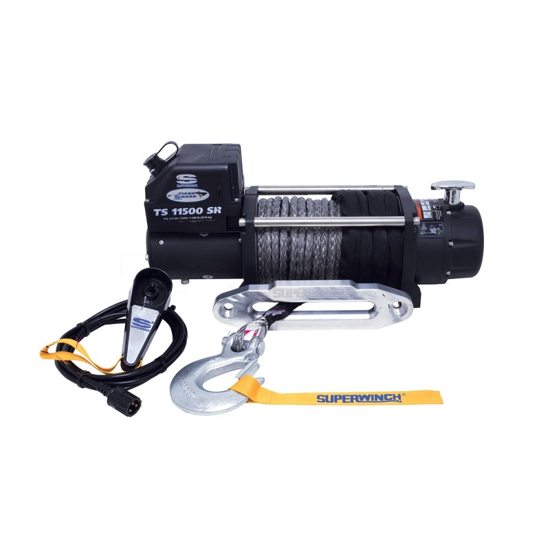 Superwinch 11500 LBS 12 VDC 3/8in x 80ft Synthetic Rope Tiger Shark 11500 Winch 1511201