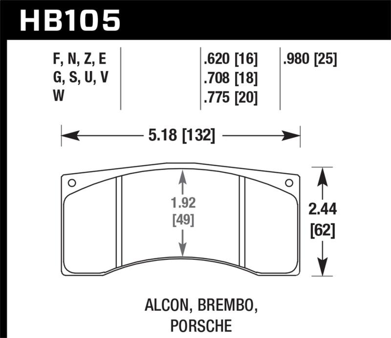 Hawk DTC-80 Brembo/Alcon 16mm Race Brake Pads HB105Q.620 Main Image