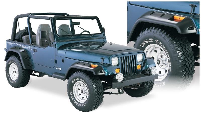 Bushwacker 87-95 Jeep Wrangler Cutout Style Flares 4pc Cutting Optional Not Renegade - Black 10909-07 Main Image