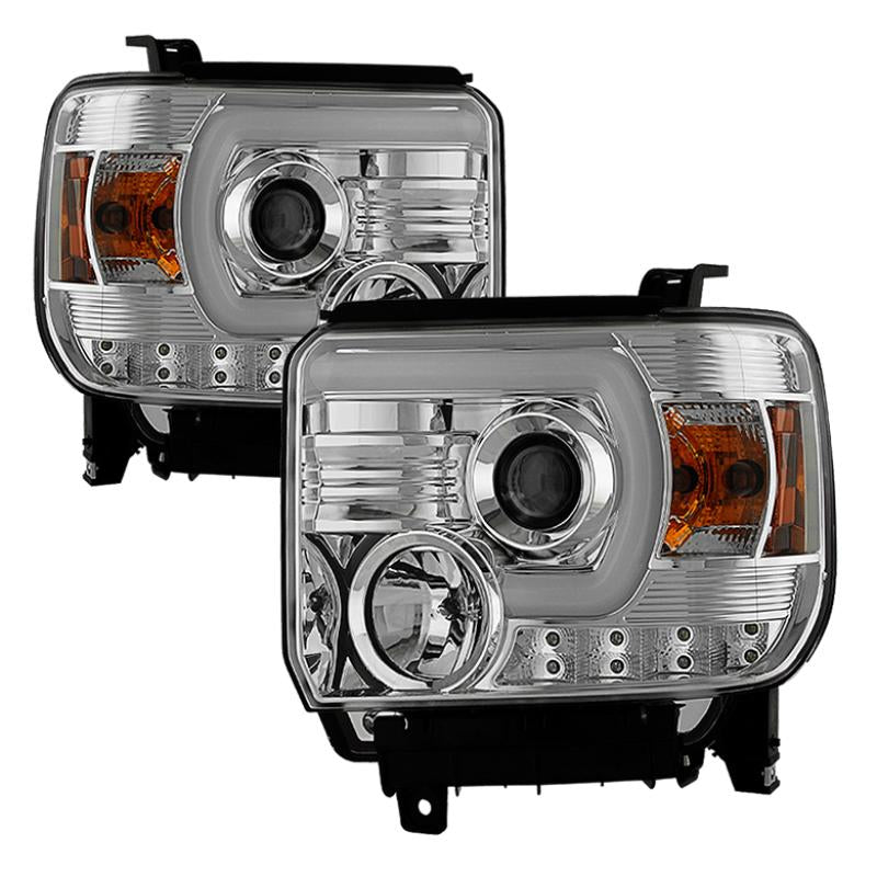 Spyder GMC Sierra 14-16 Projector Headlights Light Bar DRL Chrm PRO-YD-GS14V2-LBDRL-C 5080868 Main Image