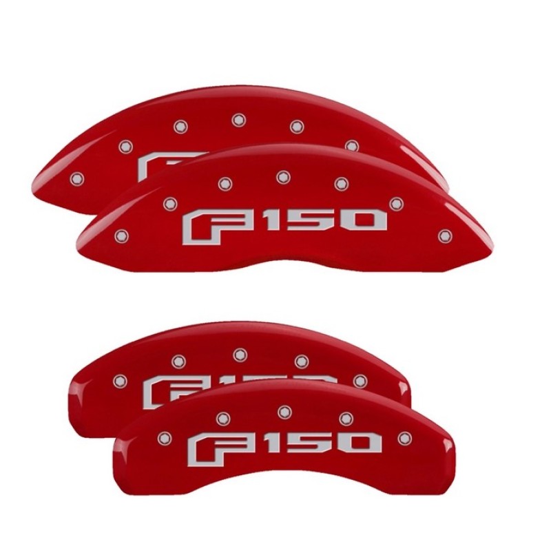 MGP 4 Caliper Covers Engraved Front & Rear F-150 Logo Red Finish Silver Char 2021 Ford F-150 10256SF16RD