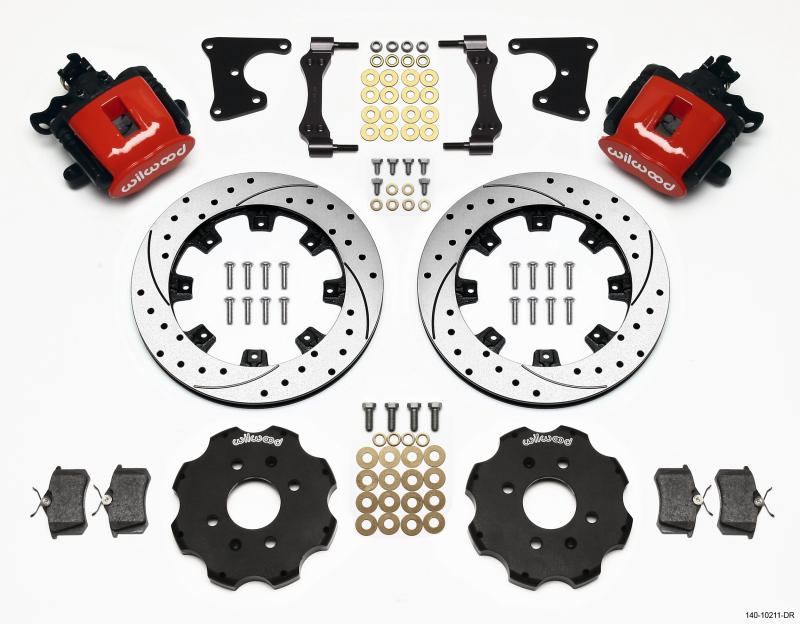 Wilwood Combination Parking Brake Rear Kit 12.19in Drilled Red Civic / Integra Drum 2.71 Hub Offset 140-10211-DR Main Image