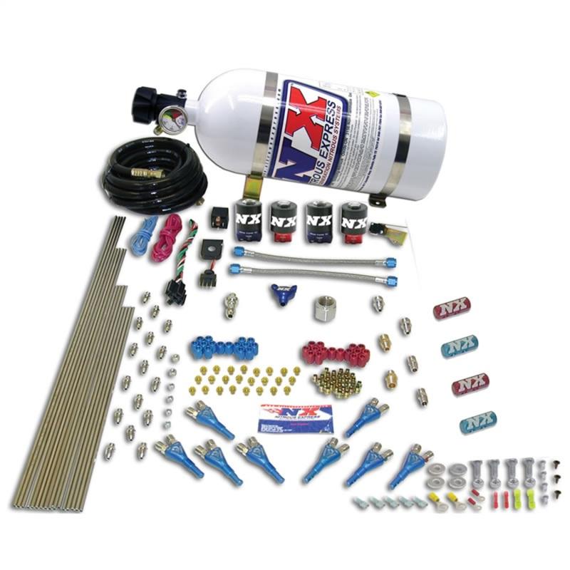 Nitrous Express Street Shark Gas 4 Solenoids Nitrous Kit (100-150-250HP) w/15lb Bottle 90100-15 Main Image