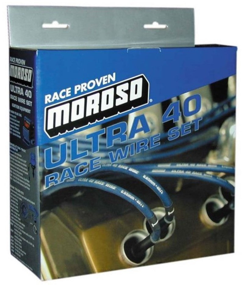 Moroso Chevrolet Small Block Ignition Wire Set - Ultra 40 - Unsleeved - Non-HEI - Over Valve - Blue 73663