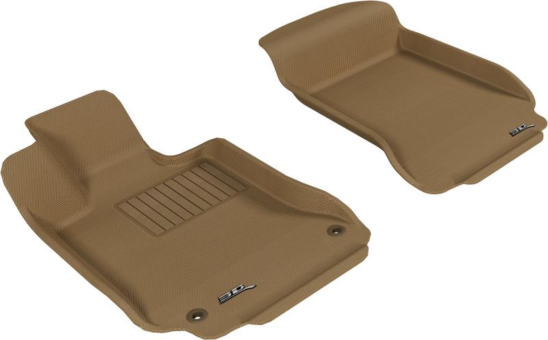 3D MAXpider 2008-2014 Mercedes-Benz C-Class W204 Kagu 1st Row Floormat - Tan L1MB00911502 Main Image