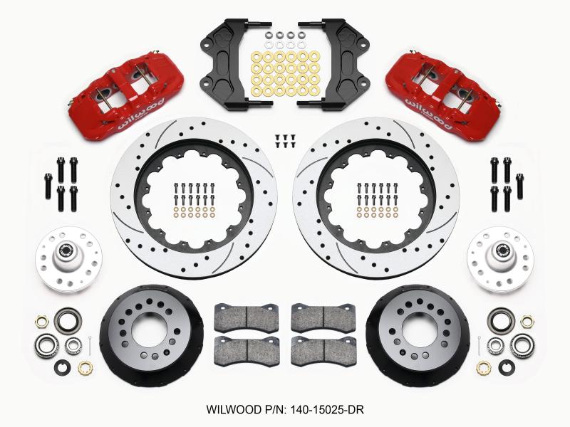 Wilwood AERO6 Front Hub Kit 15.00 Drilled-Red WWE ProSpindle 140-15025-DR Main Image