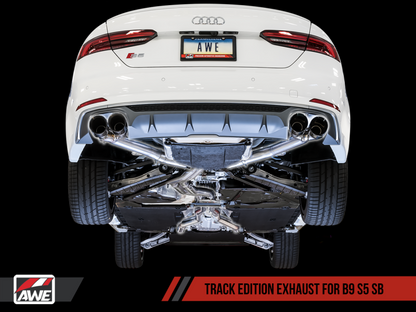 AWE Tuning Audi B9 S5 Sportback Track Edition Exhaust - Non-Resonated (Silver 90mm Tips) 3010-42066