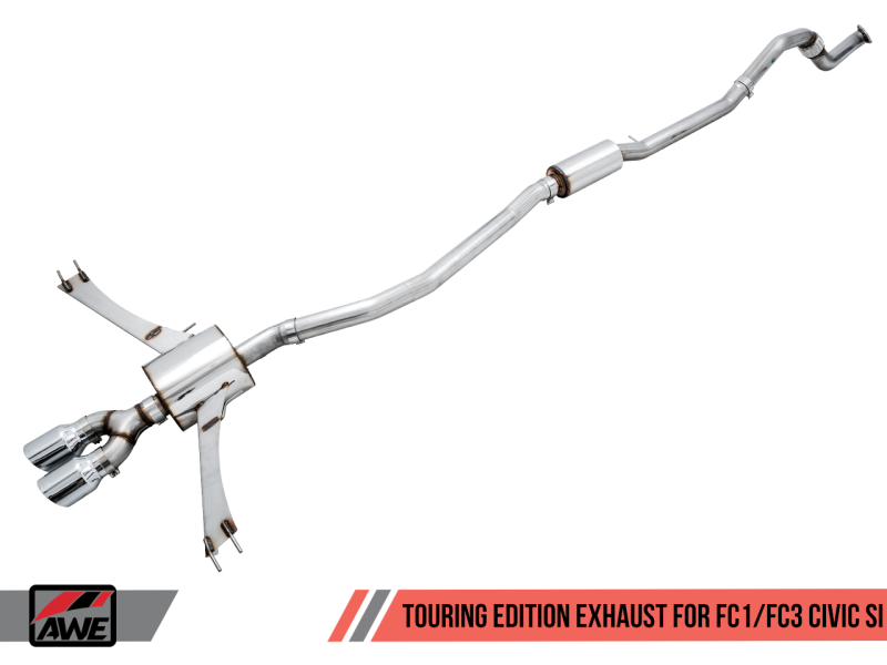 AWE Tuning 2016+ Honda Civic Si Touring Edition Exhaust w/Front Pipe & Dual Chrome Silver Tips 3015-32108