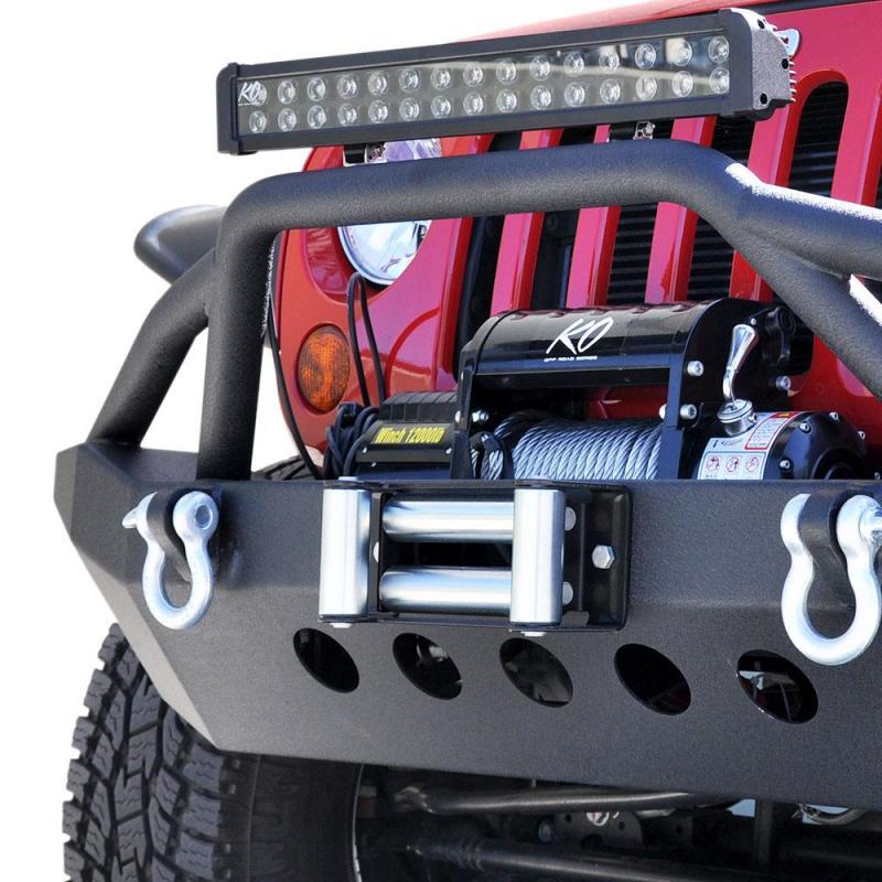 DV8 Offroad 07-18 Jeep Wrangler JK/JL FS-6 Mid Length Steel Front Bumper FBSHTB-06 Main Image