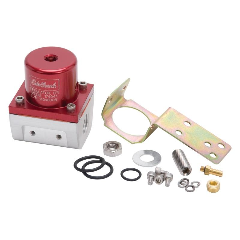 Edelbrock Fuel Pressure Regulator EFI 180 GPH 35-90 PSI -6 In/Out -6 Return Red/Clear 174041 Main Image