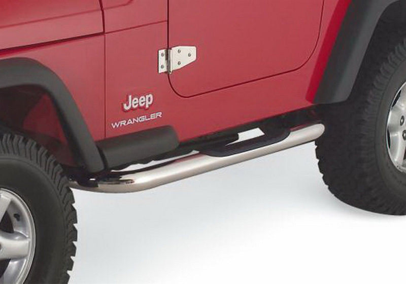 Rampage 1987-1995 Jeep Wrangler(YJ) 3 Inch Round Nerf Bar - Polished 9425