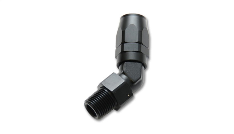 Vibrant -12AN Male NPT 45Degree Hose End Fitting; Pipe Thread: 1/2 NPT