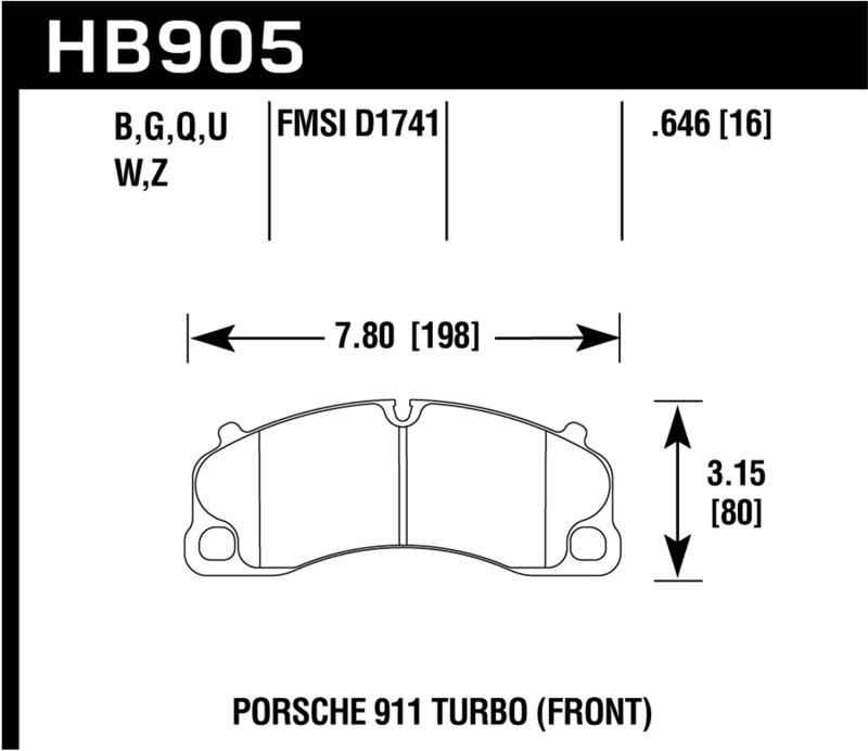 Hawk 14-18 Porsche 911 Performance Ceramic Street Front Brake Pads HB905Z.646 Main Image