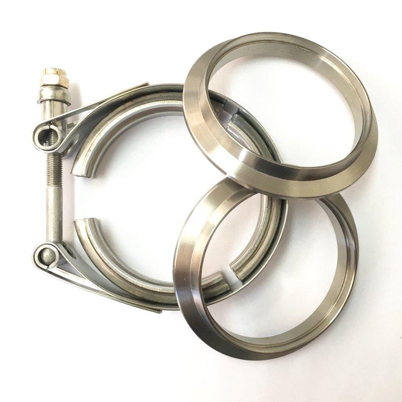 Ticon Industries 3.0in Titanium V-Band Clamp Assembly (2 Flanges/1 Clamp) 103-07610-0002 Main Image