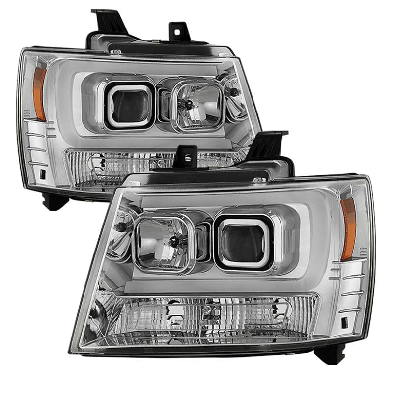 Spyder 07-14 Chevy Suburban/1500/2500/Tahoe V2 Projector Headlights Chrome PRO-YD-CSUB07V2-DRL-C 5082572 Main Image