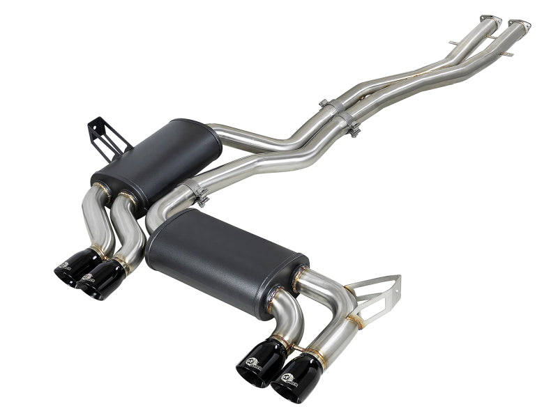 aFe MACH ForceXP 2.5 IN 304 Stainless Steel Cat-Back Exhaust System w/ Black Tips 01-06 BMW M3 (E46) 49-36344-B