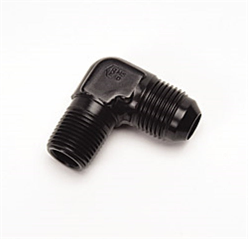 Russell -6 AN 90° Flare To Pipe Adapter (Black Finish)