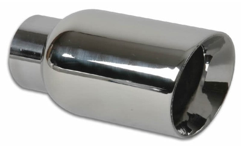 Vibrant 4in OD Round SS Exhaust Tip (Double Wall Angle Cut Beveled Outlet) 3in. ID Inlet 1270