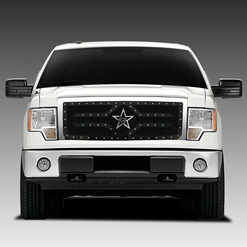 RBP RX-2 Series Studded Frame 1pc. Grille 09-14 Ford F-150 (Except Harley Edition) - Black RBP-651568 Main Image