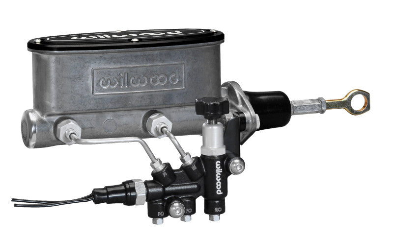 Wilwood HV Tandem M/C Kit w L/H Bracket & Prop Valve-7/8" Bore-W/Pushrod