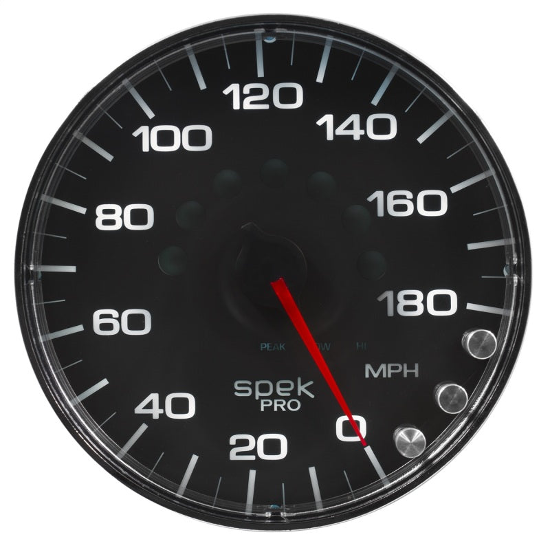 Autometer Spek-Pro Gauge Speedometer 5in 180 Mph Elec. Programmable Black/Chrome P230318