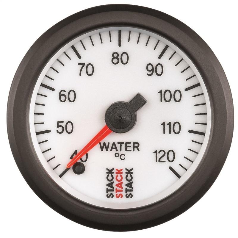 Autometer Stack 52mm 40-120 Deg C 1/8in NPTF Male Pro Stepper Motor Water Temp Gauge - White ST3357 Main Image