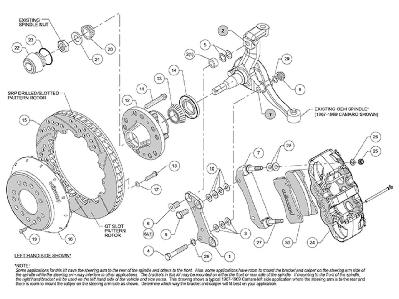 Wilwood AERO6 Front Hub Kit, 15.00, Drilled, 67-69 Camaro, 64-72 Nova, Chevell