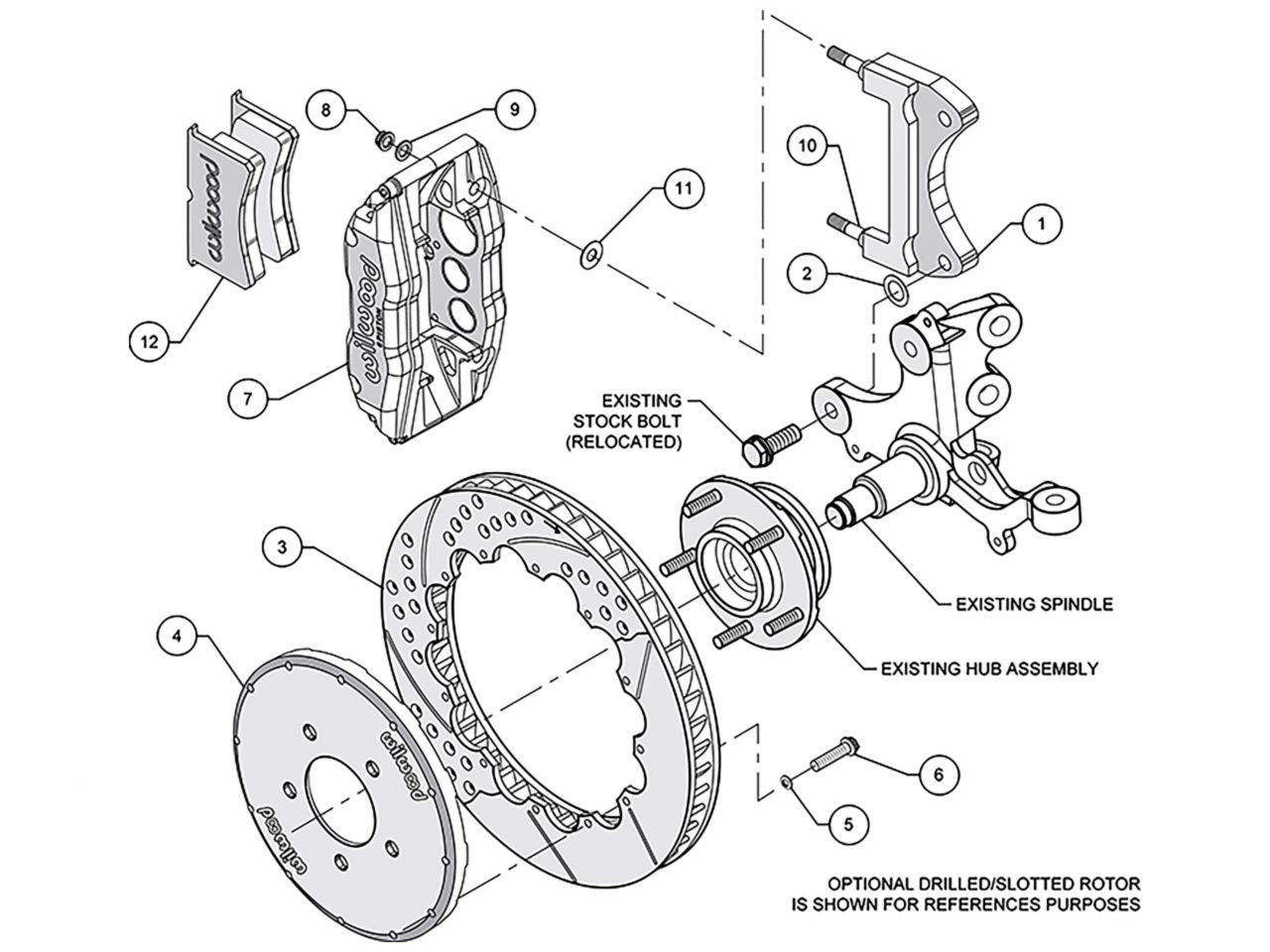 Wilwood FNSL6R Front Hat Kit, 12.88", Drilled, 1994-2004 Mustang