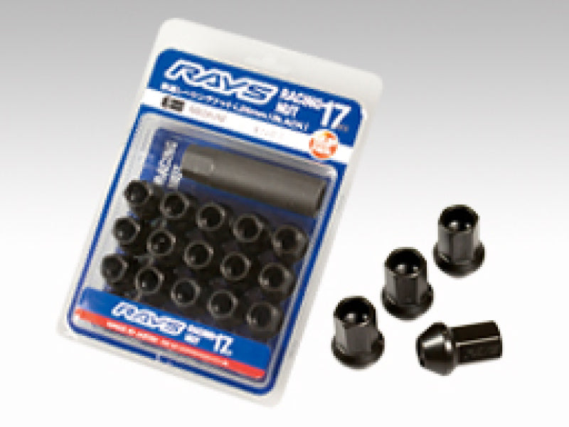 Rays 17 Hex Racing Nut Set L35 M12x1.50 - Black (16 Pieces / No Locks) W17RN12150BL35